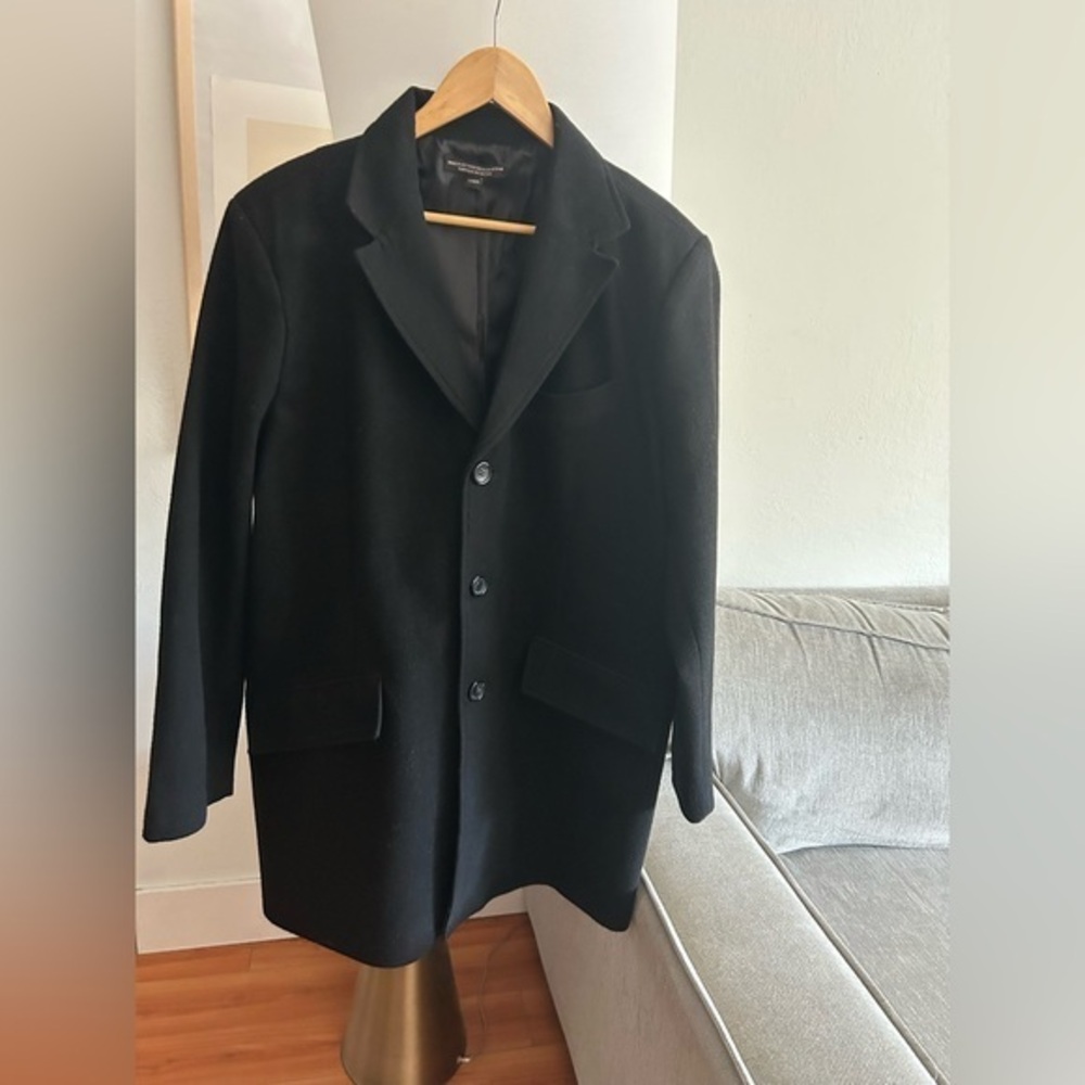 Joseph Abboud Wool Blend Black Preppy Coat  Classic Quiet Luxury Size L